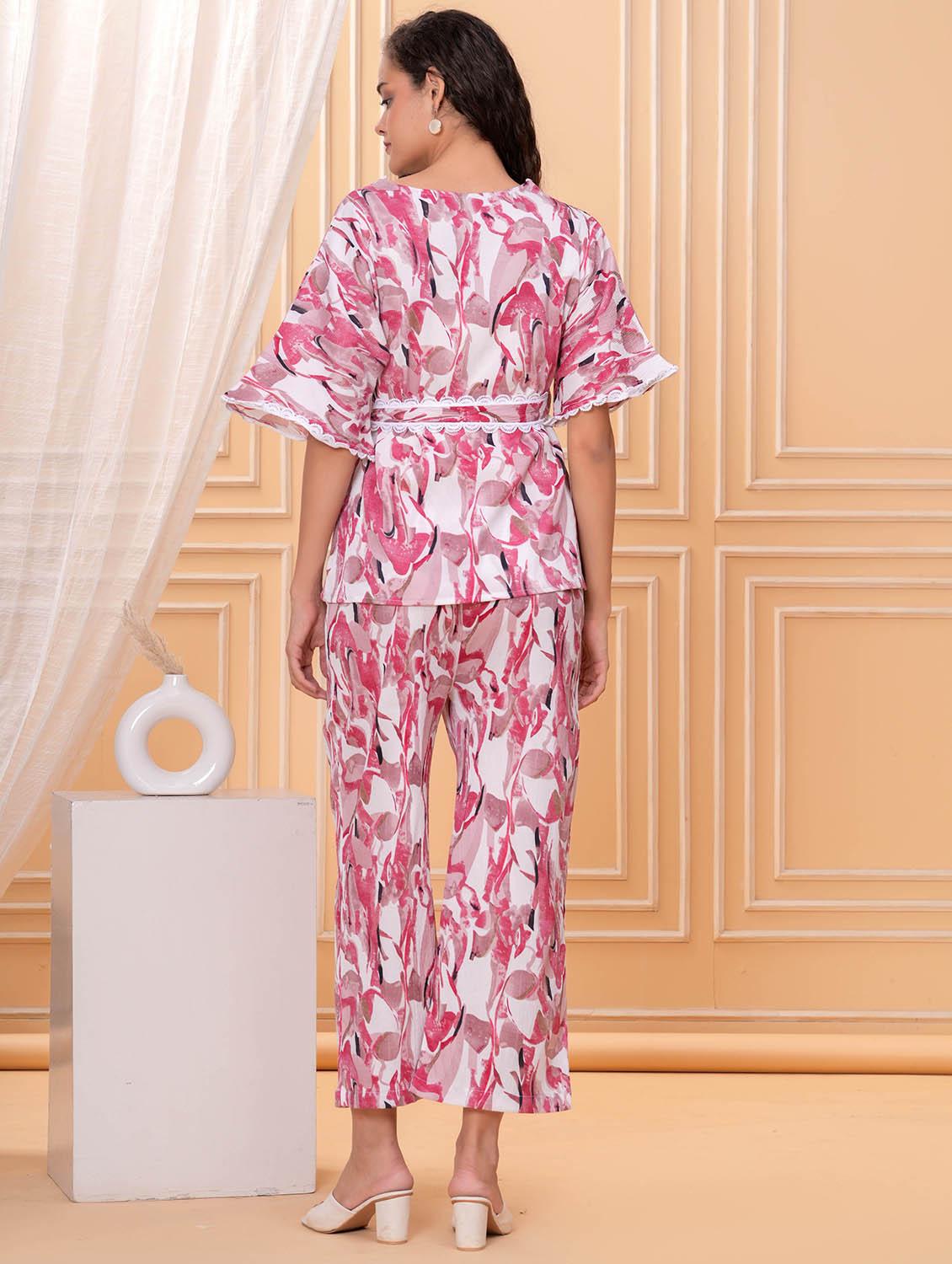 women printed top and trouser co-ord set - 21986794 - Standard Image - 3