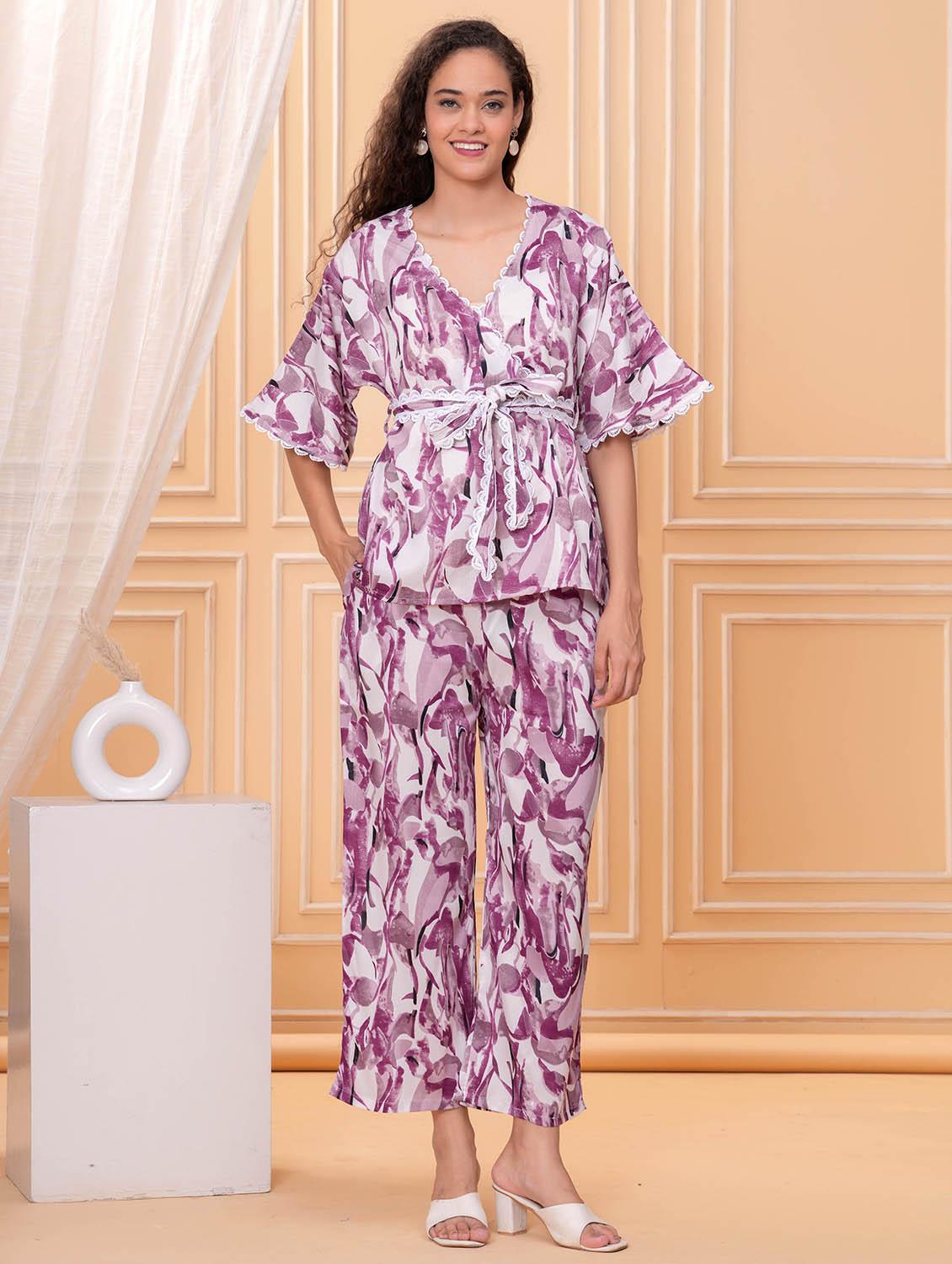 women printed top and trouser co-ord set