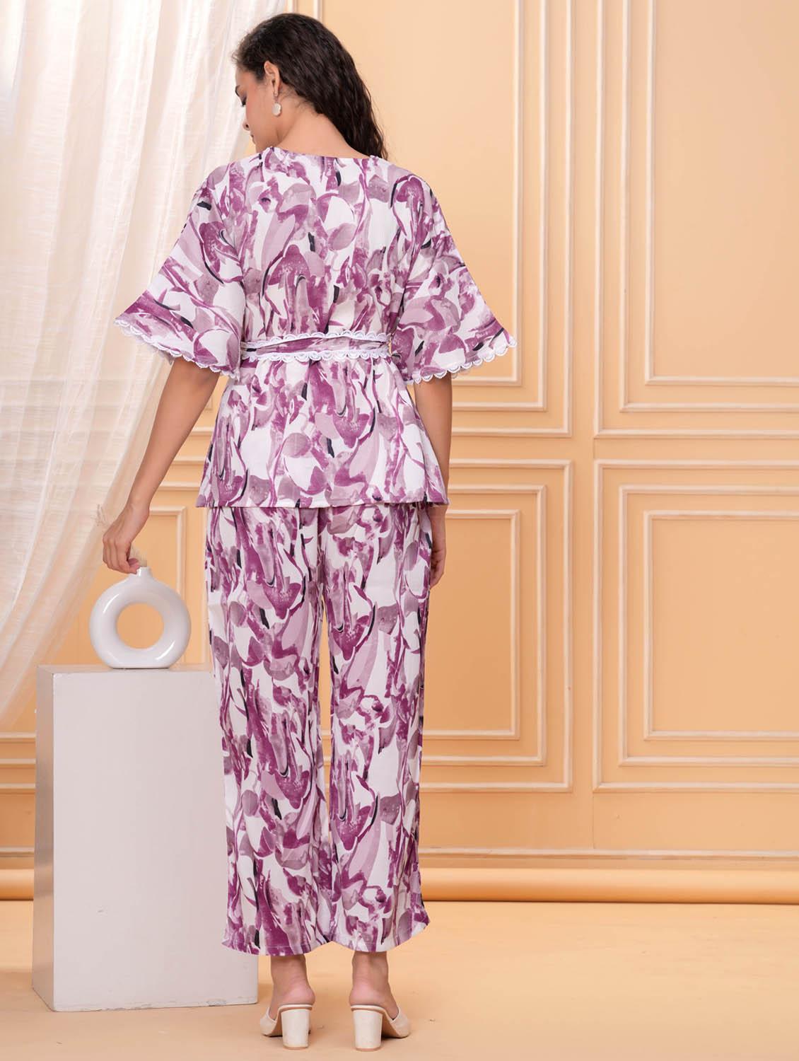 women printed top and trouser co-ord set - 21986795 - Standard Image - 3