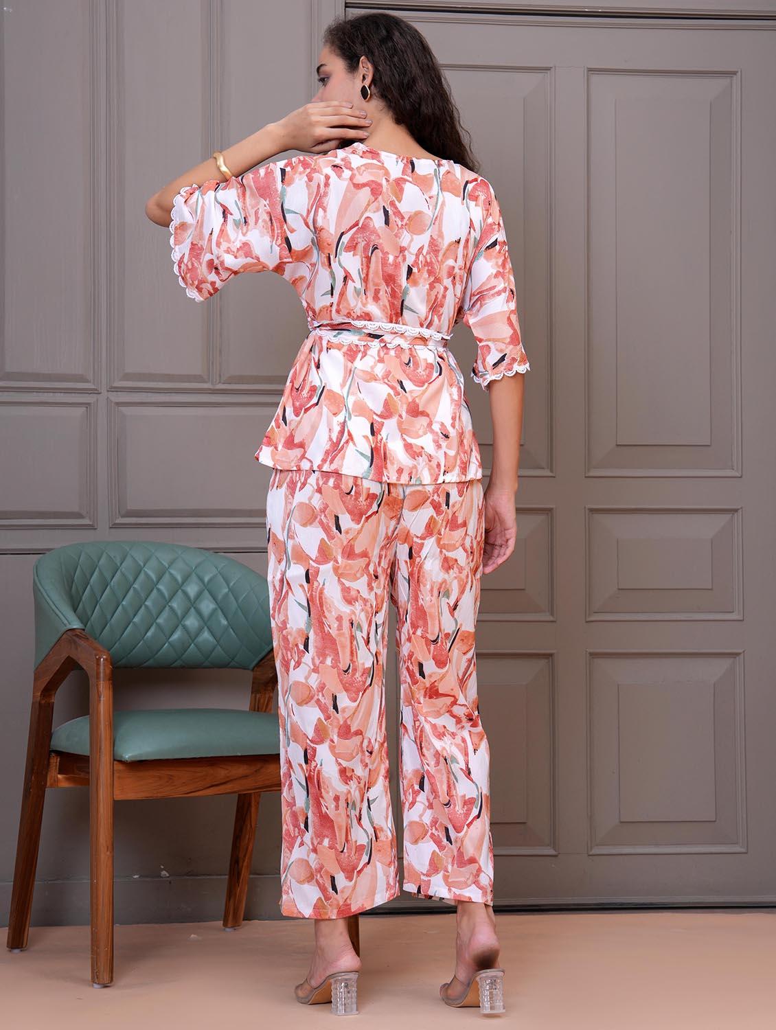 women printed top and trouser co-ord set - 21986796 - Standard Image - 3