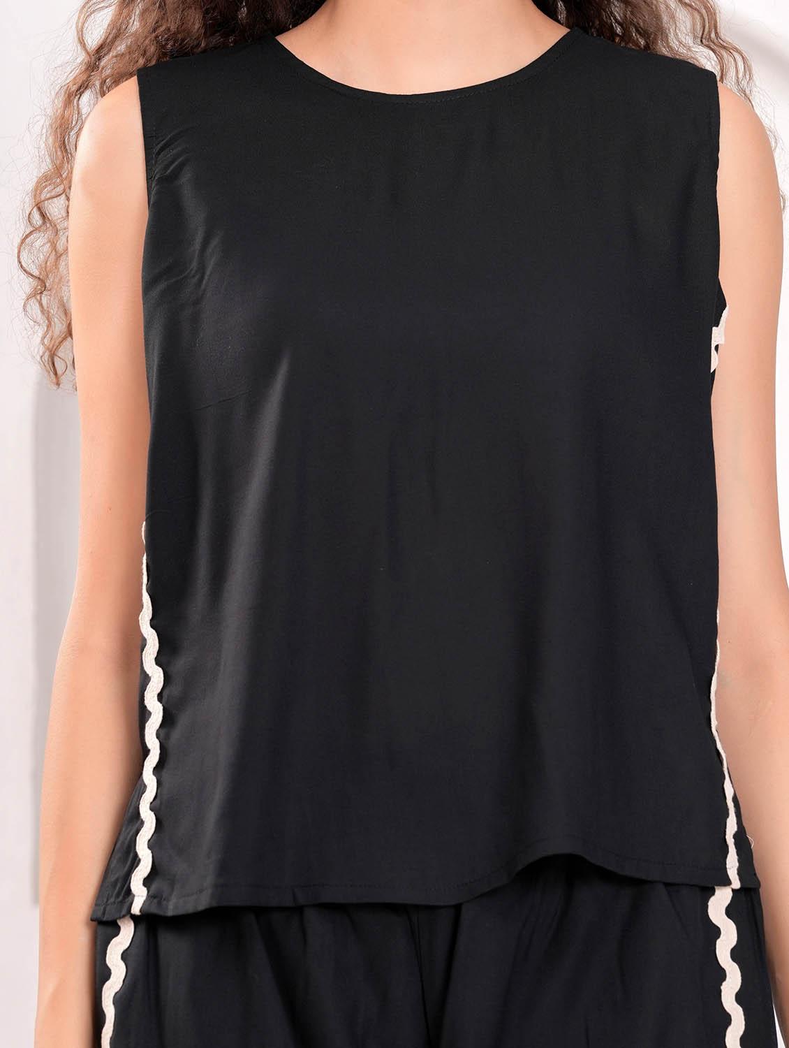 women solid sleeveless top and trouser co-ord set - 21986797 - Standard Image - 5