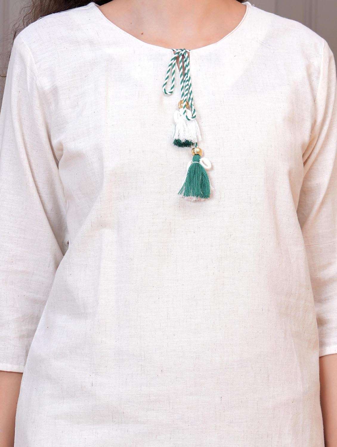 women white embroidered tie-up neck co-ord set - 21986801 - Standard Image - 5