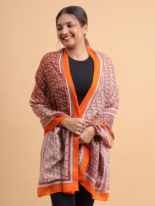women printed viscose scarf - 21986807 - Standard Image - 0