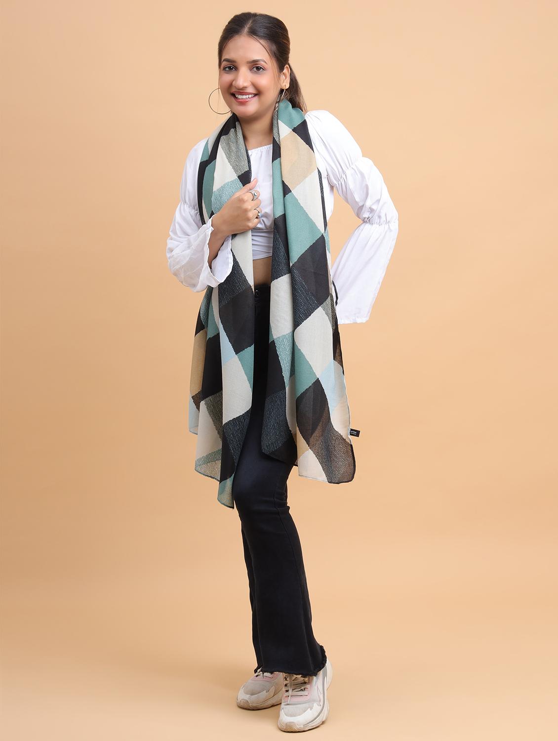 women checkered viscose scarf - 21986811 - Standard Image - 3