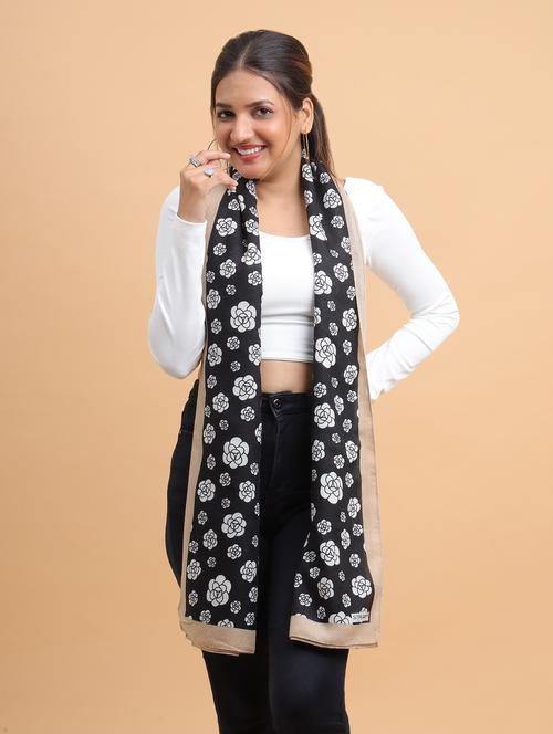 floral print black & beige scarf - 21986821 -  Standard Image - 0