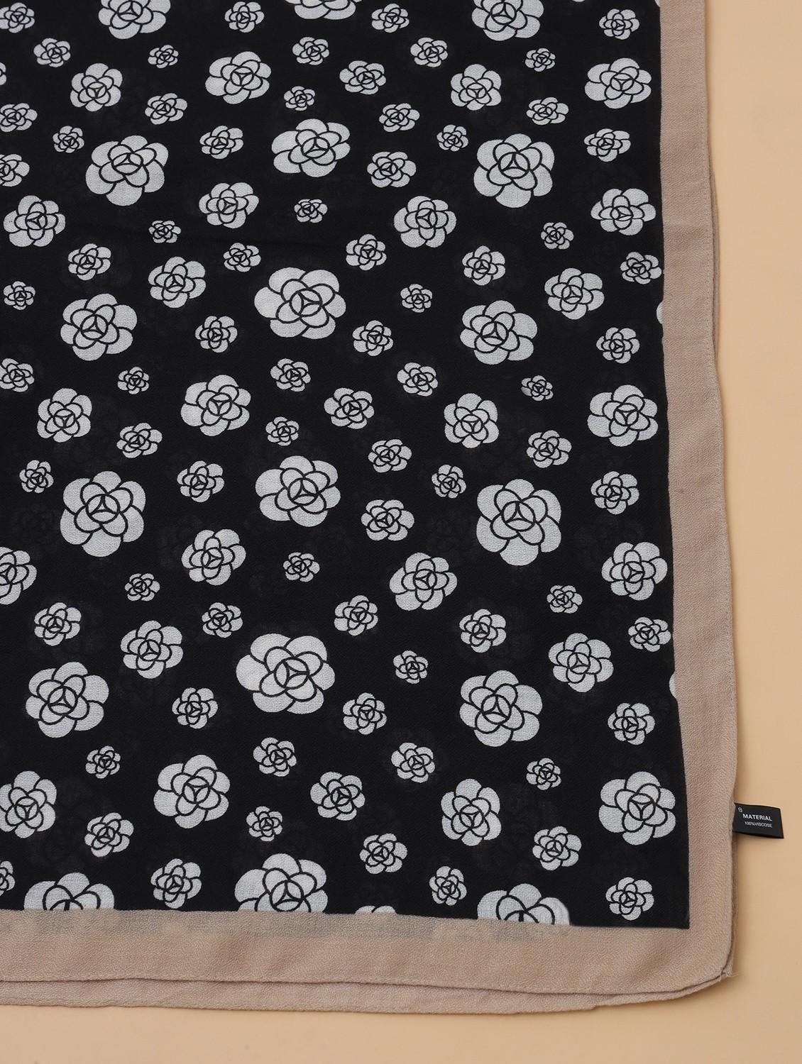 floral print black & beige scarf - 21986821 - Standard Image - 5