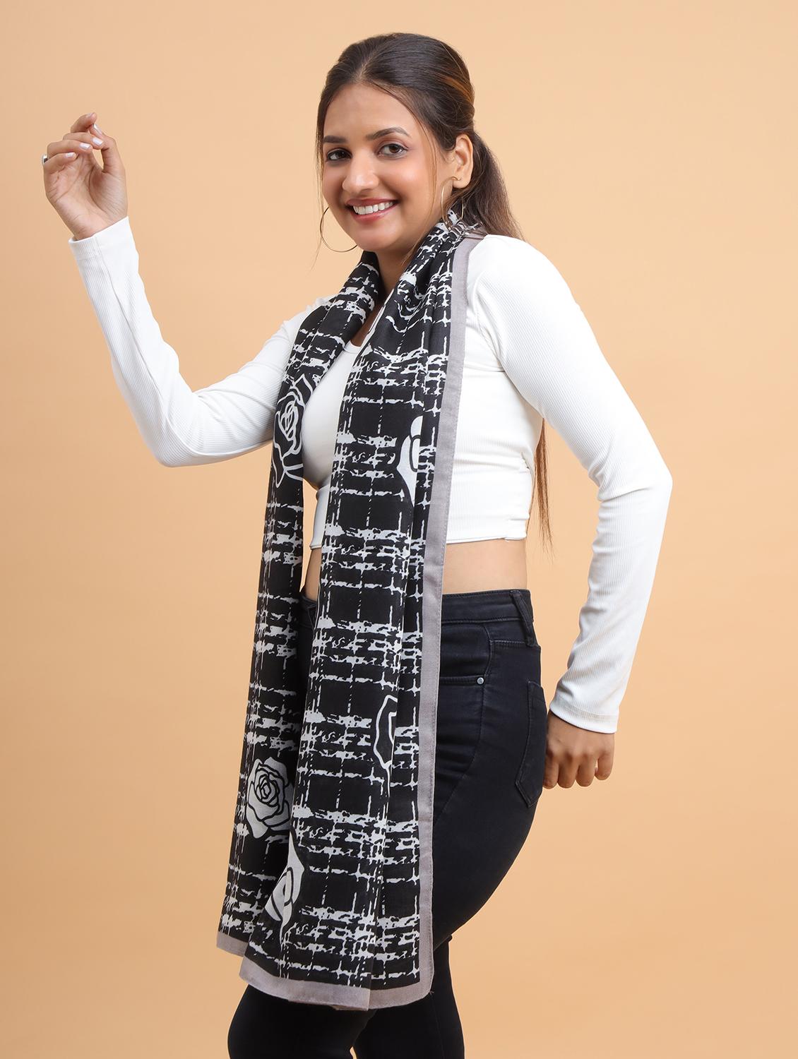 floral printed rectangular viscose blend women scarf - 21986823 - Standard Image - 3