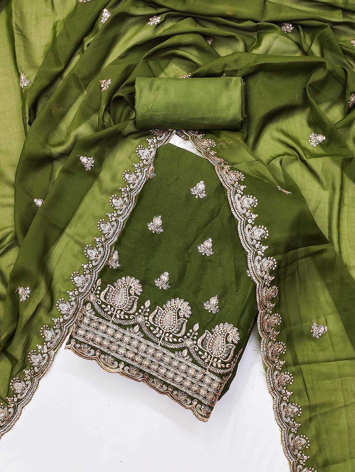 women solid with work embroidered unstitched suit set - 21986832 -  Standard Image - 3