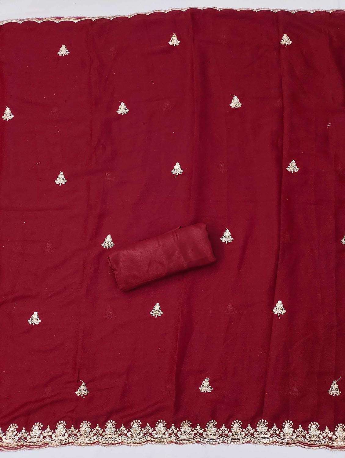 women solid with work embroidered unstitched suit set - 21986835 -  Standard Image - 3