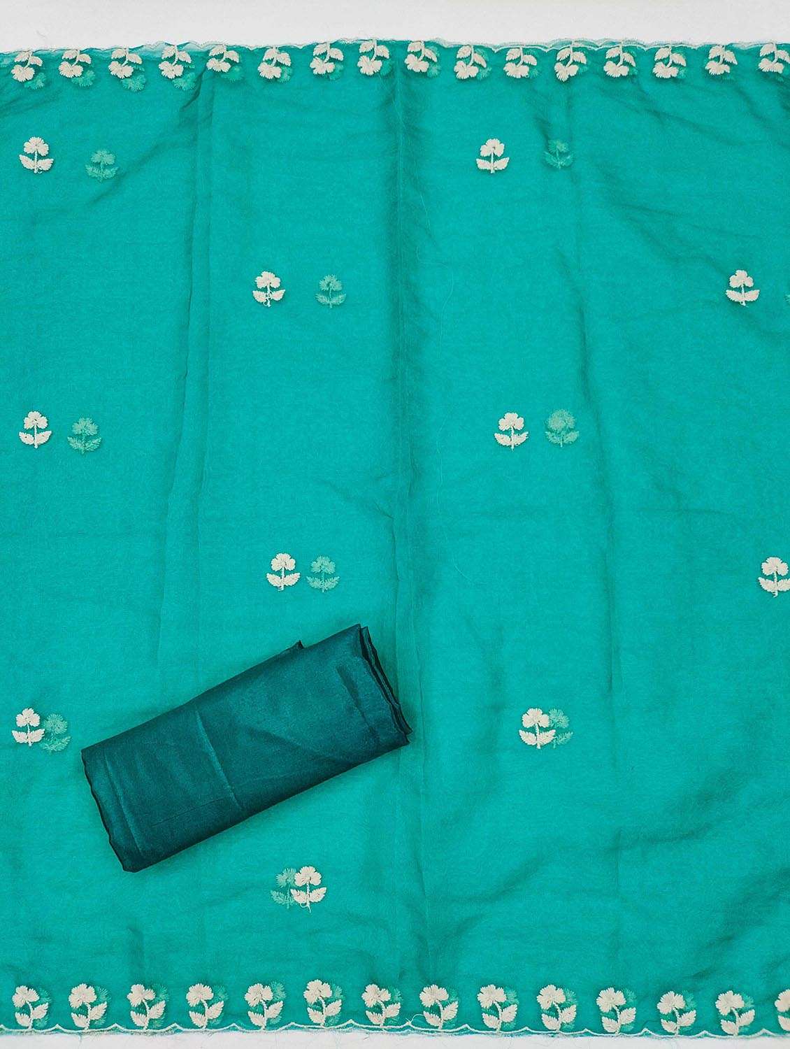 women solid with work embroidered unstitched suit set - 21986860 -  Standard Image - 3