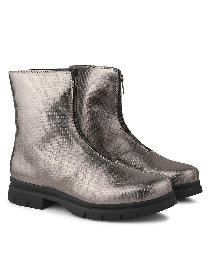 women metallic textured ankle length boots - 21986867 - Standard Image - 3