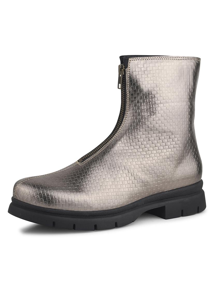 women metallic textured ankle length boots - 21986867 - Standard Image - 5