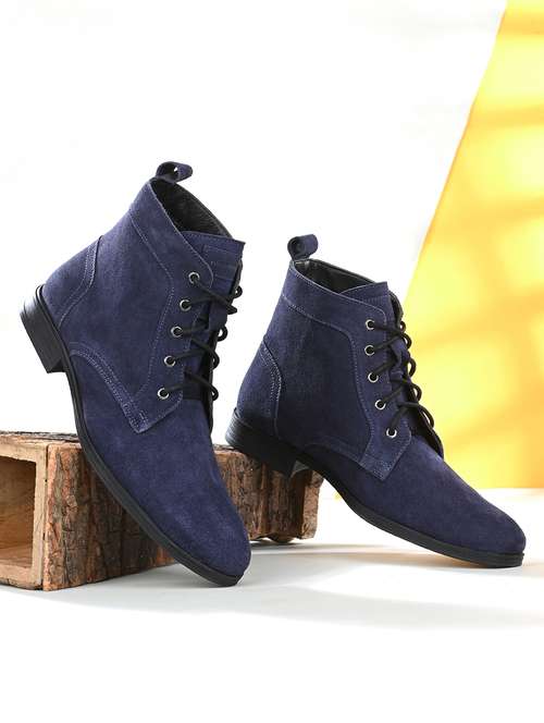 men navy blue lace up boot - 21986873 -  Standard Image - 0