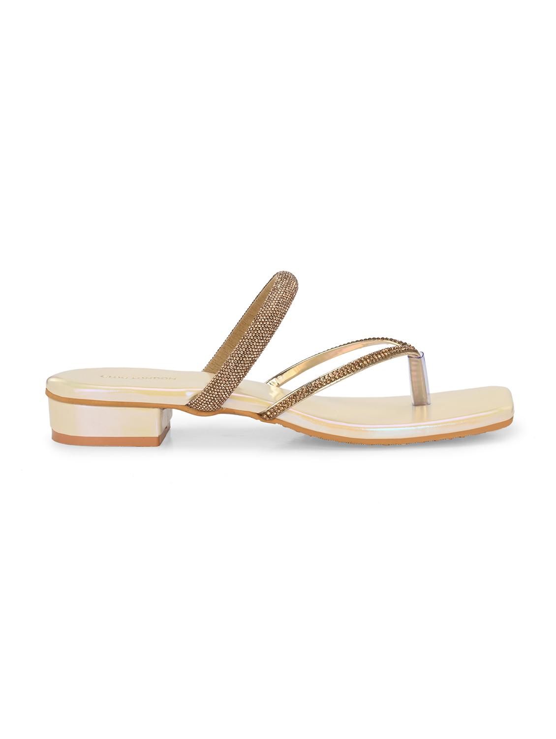women cream embellished block heel - 21986890 - Standard Image - 3