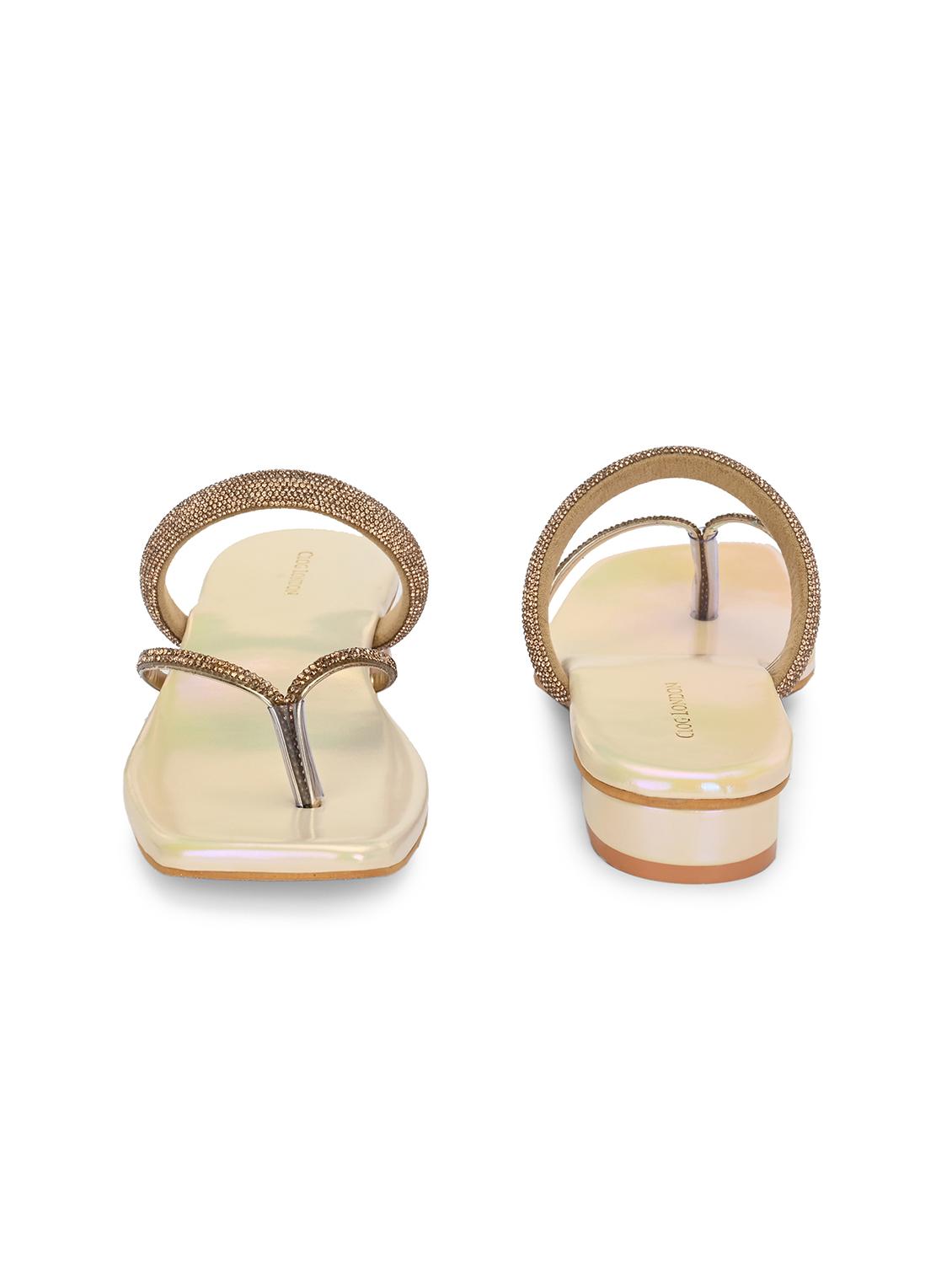 women cream embellished block heel - 21986890 - Standard Image - 5