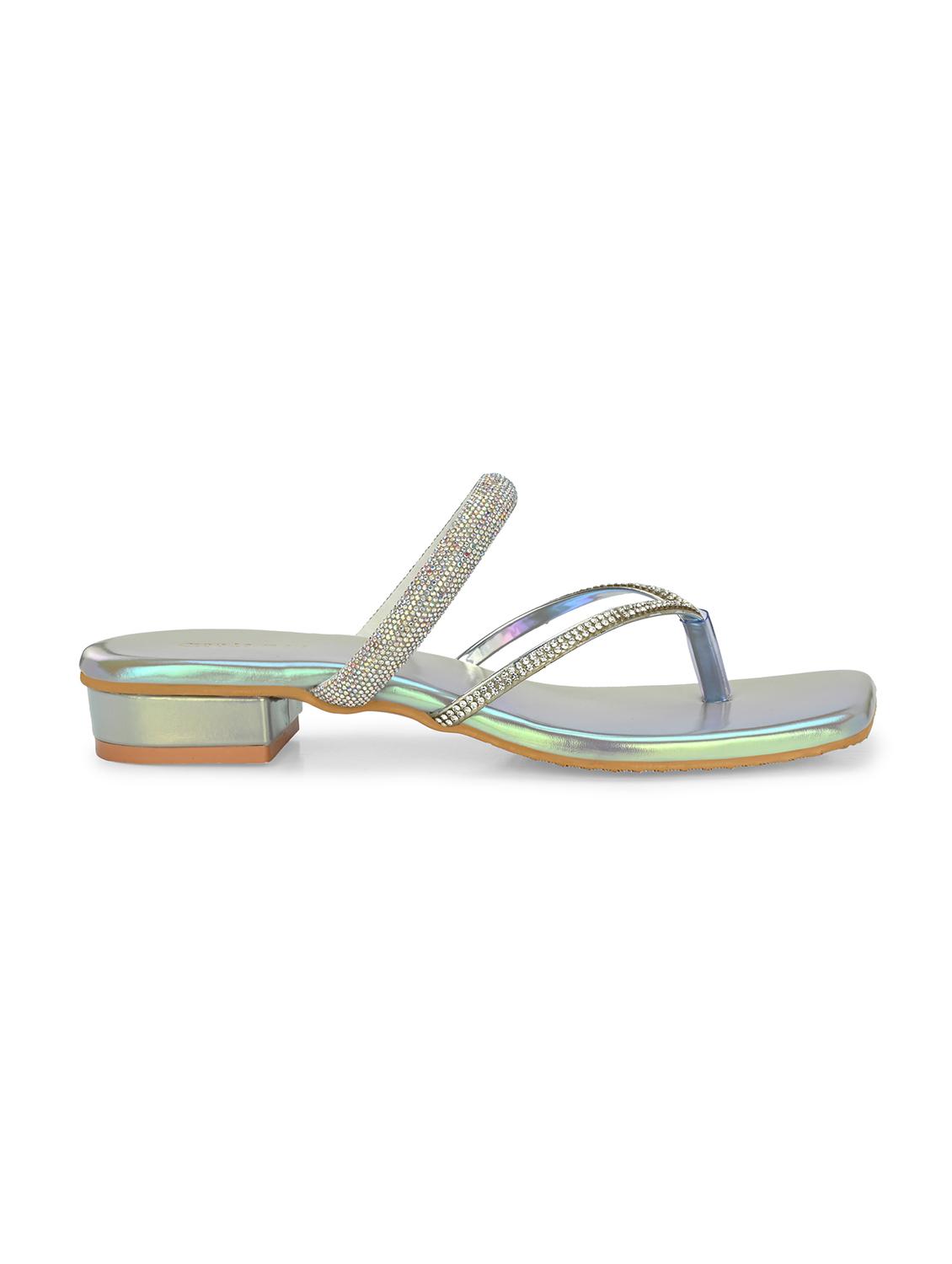 women embellished slip on block heel sandal - 21986891 - Standard Image - 3