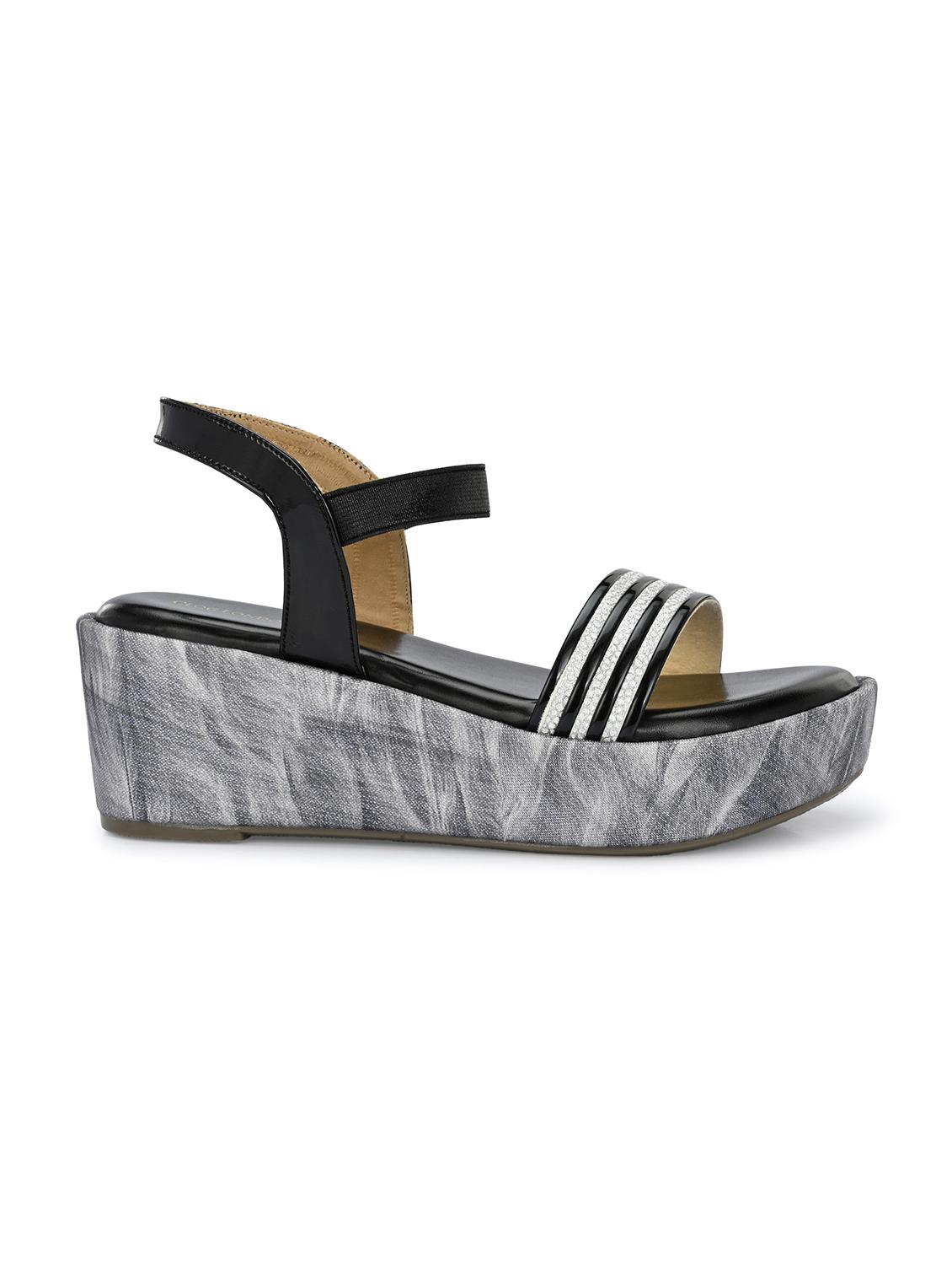 women black back strap platform wedge - 21986896 - Standard Image - 3
