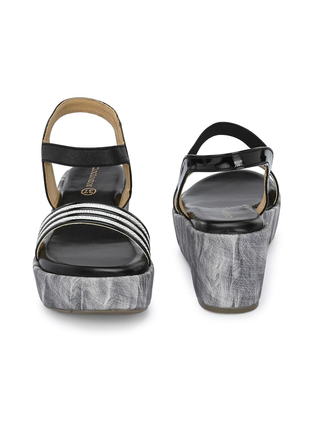 women black back strap platform wedge - 21986896 - Standard Image - 5