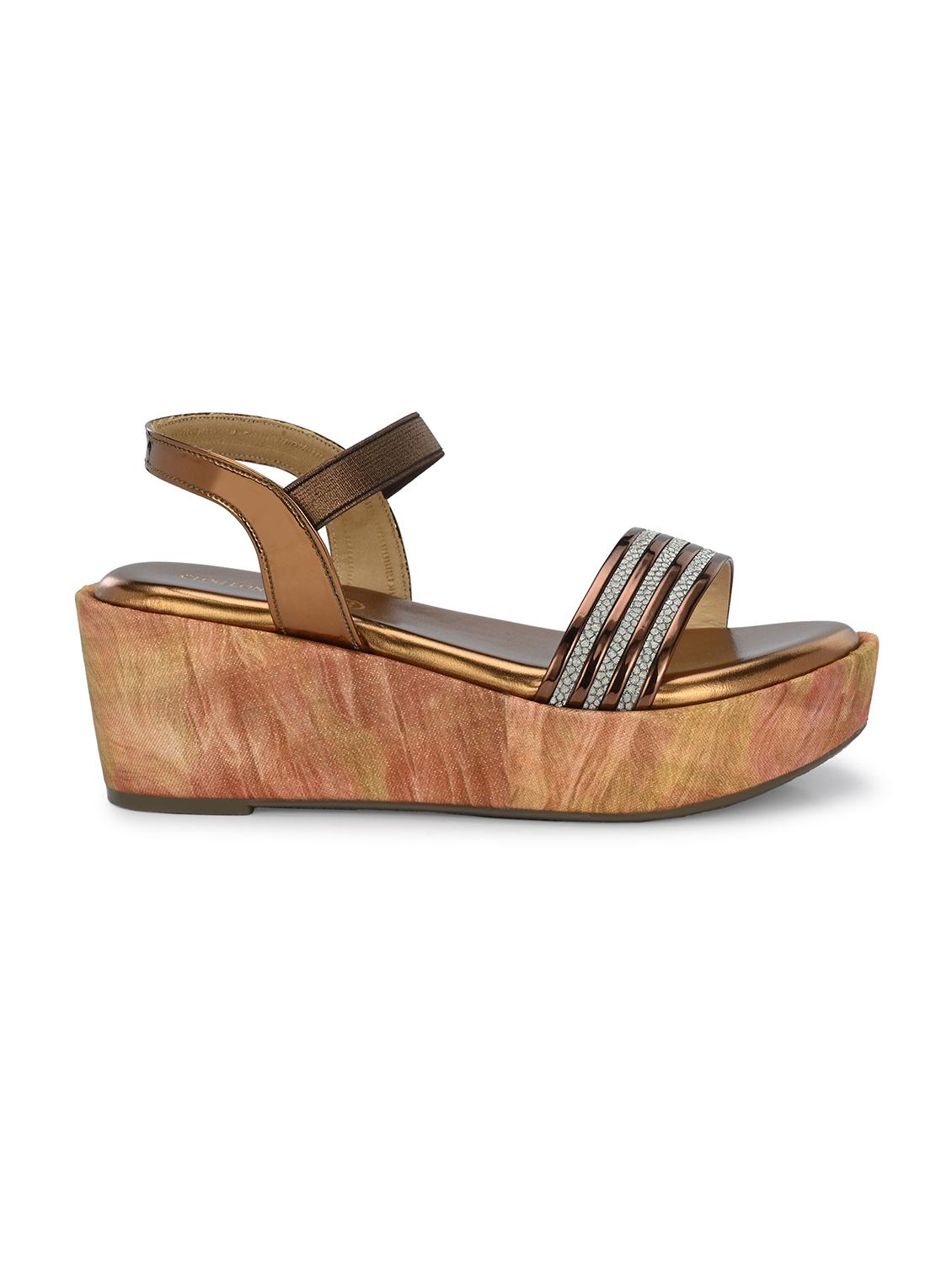 women copper back strap platform wedge - 21986897 - Standard Image - 3