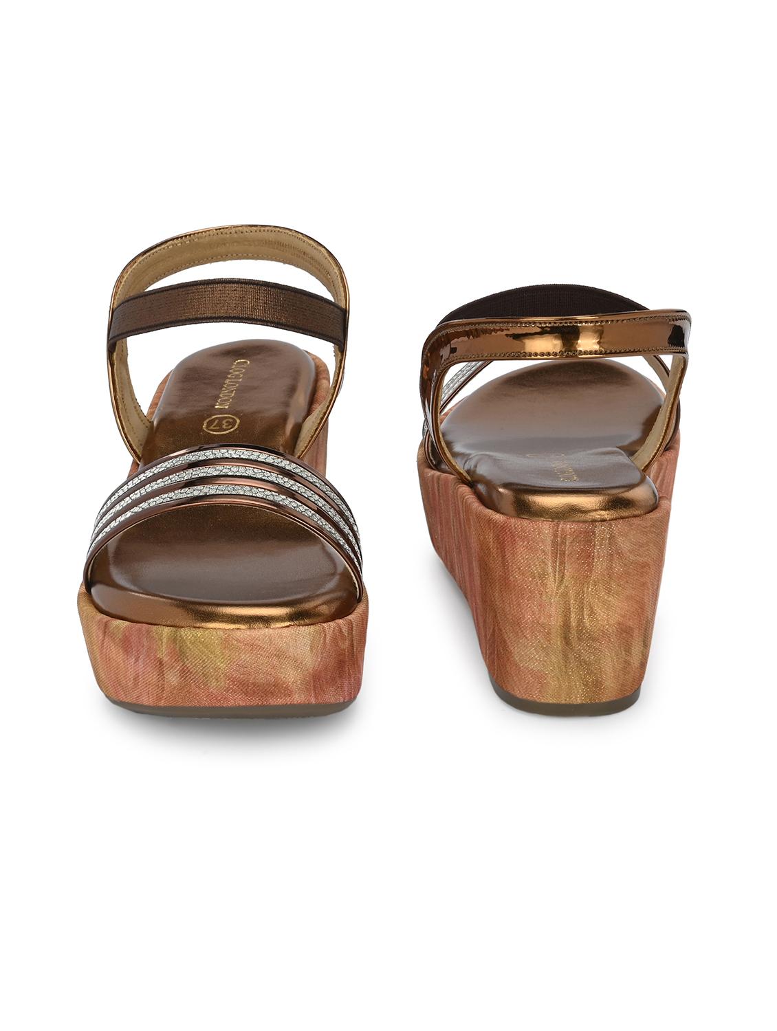 women copper back strap platform wedge - 21986897 - Standard Image - 5