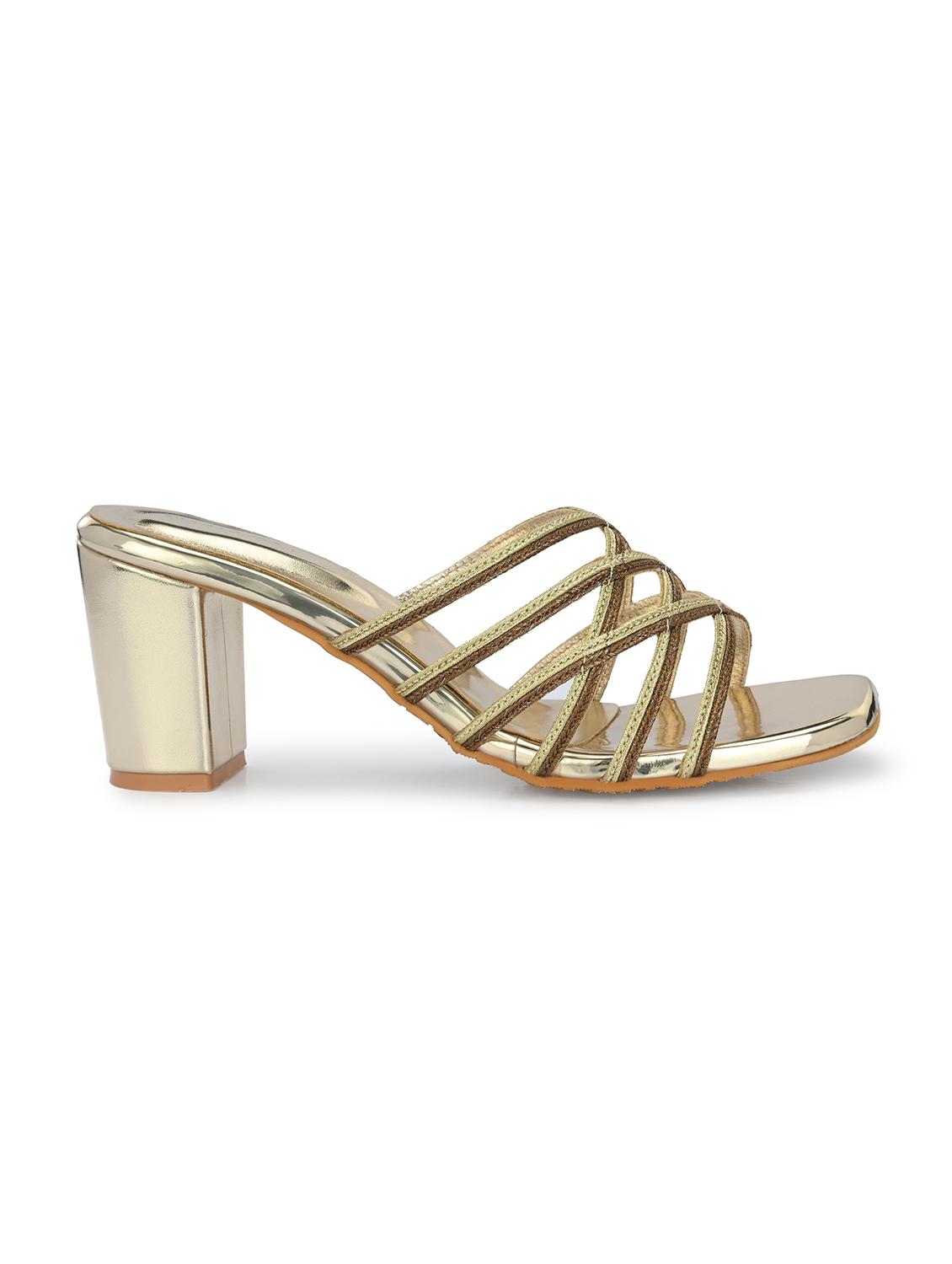 women gold slip on block heels - 21986903 - Standard Image - 3