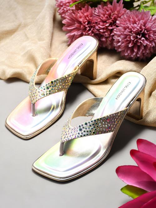 women embellished cream slip on sandal - 21986906 -  Standard Image - 0