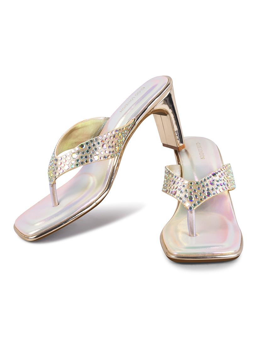 women embellished cream slip on sandal - 21986906 - Standard Image - 3