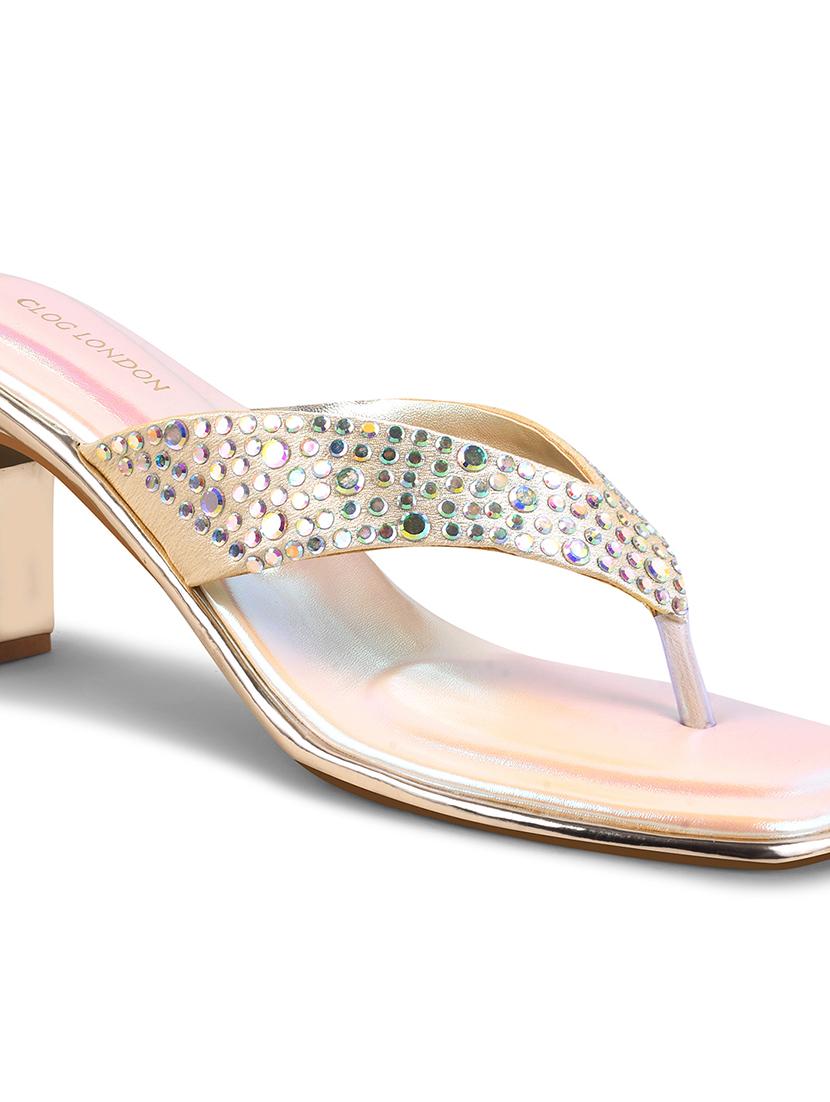 women embellished cream slip on sandal - 21986906 - Standard Image - 5
