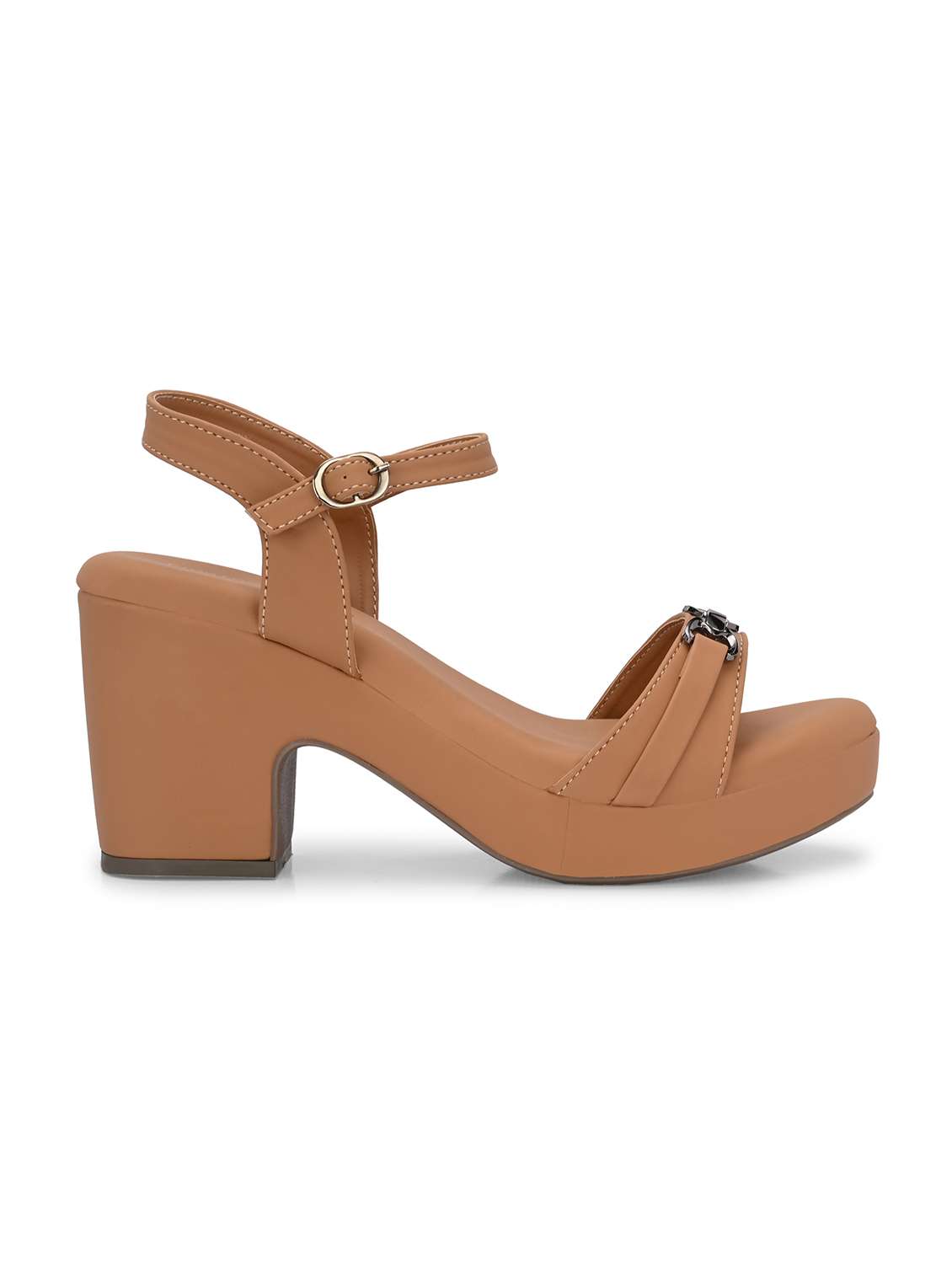 women tan ankle strap block heels - 21986907 -  Standard Image - 3