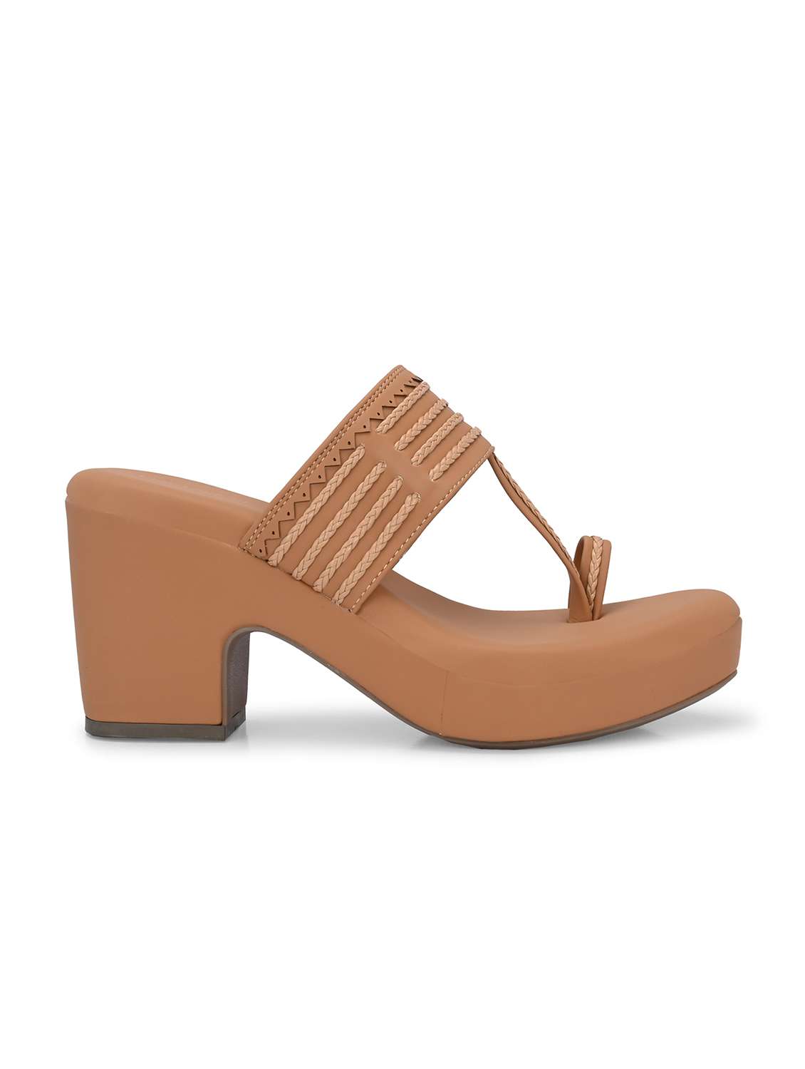 women tan one toe block heel sandal - 21986908 -  Standard Image - 3