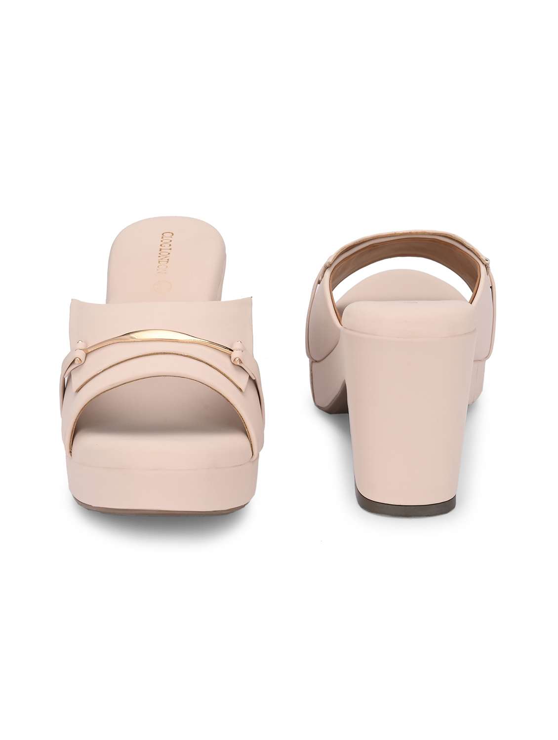 women cream slip on block heels - 21986910 -  Standard Image - 5