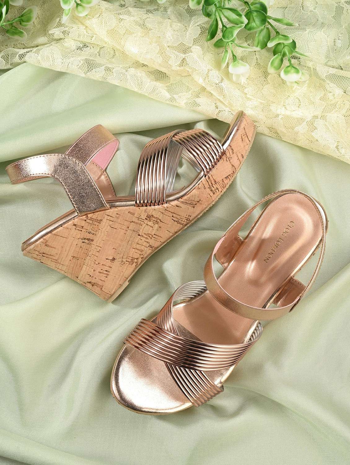 women pink back strap platform  wedge