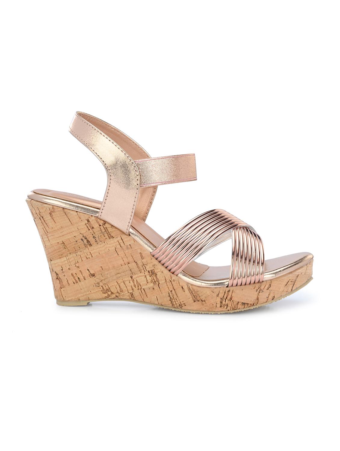 women pink back strap platform wedge - 21986911 - Standard Image - 3
