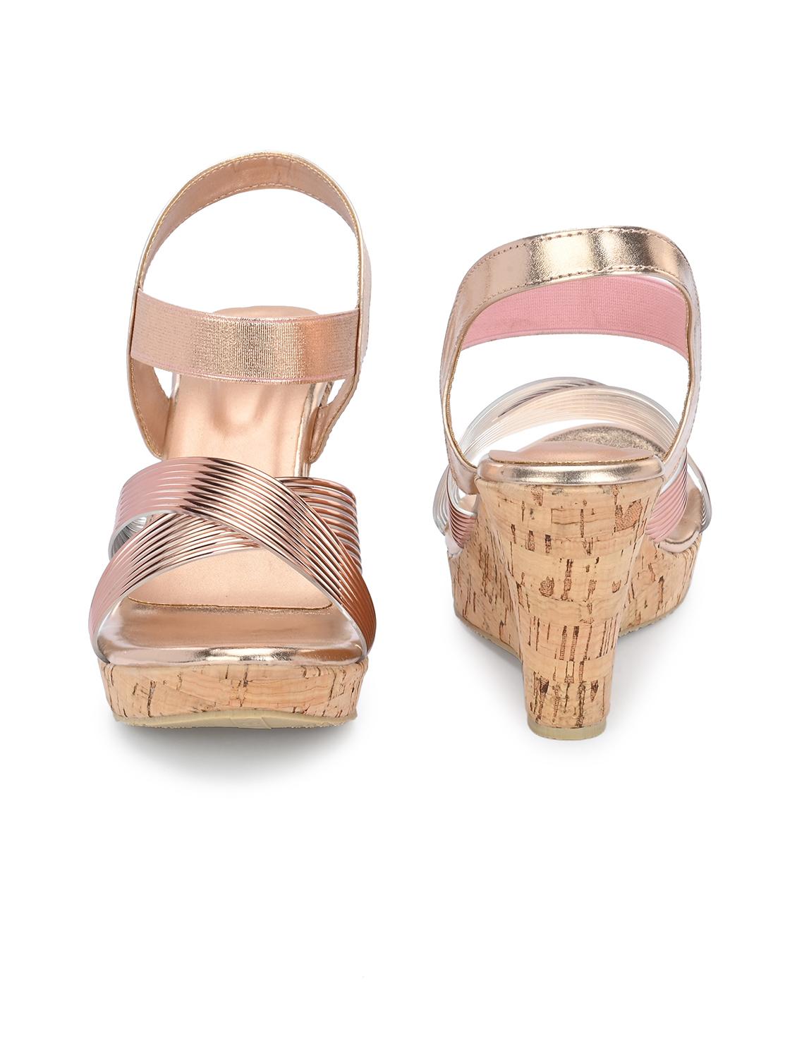 women pink back strap platform wedge - 21986911 - Standard Image - 5