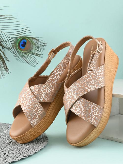 women beige back strap wedge - 21986912 - Standard Image - 0