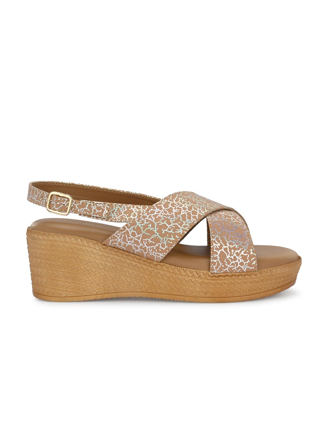 women beige back strap wedge - 21986912 - Standard Image - 3