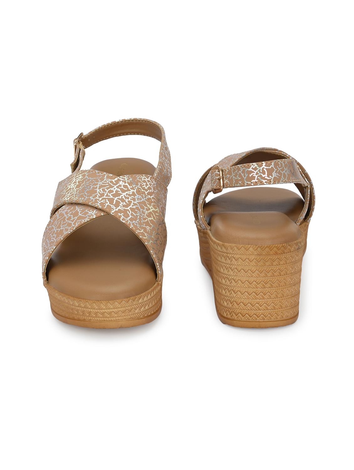 women beige back strap wedge - 21986912 - Standard Image - 5