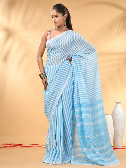 women striped handloom saree with blouse - 21986951 - Standard Image - 0