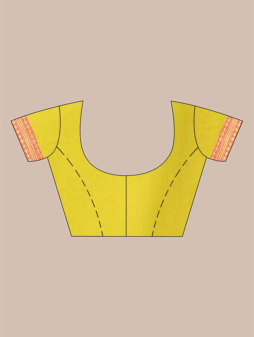 women solid with bordered handloom saree with blouse - 21986984 -  Standard Image - 3