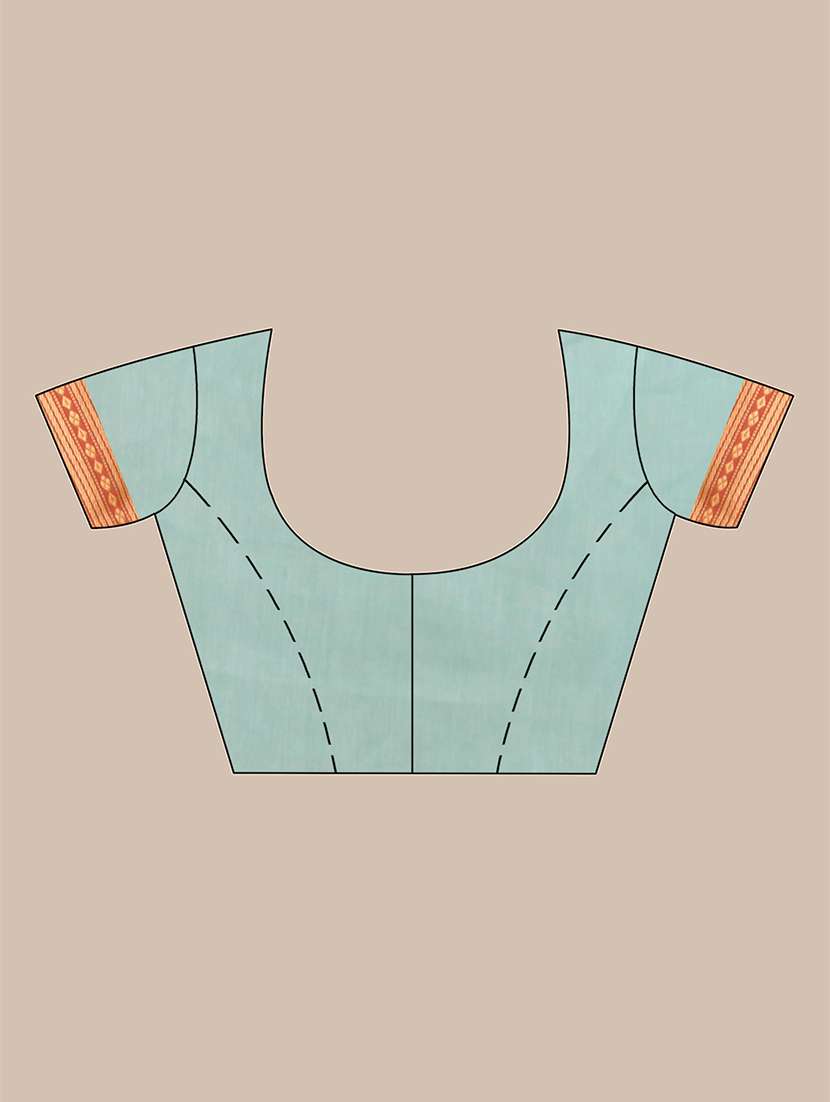 women solid with bordered handloom saree with blouse - 21986987 -  Standard Image - 5