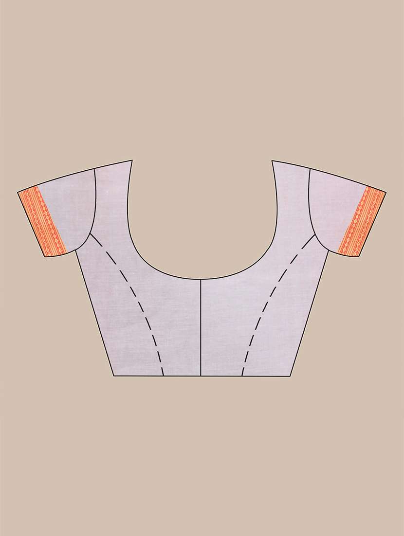 women solid with bordered handloom saree with blouse - 21986988 -  Standard Image - 3