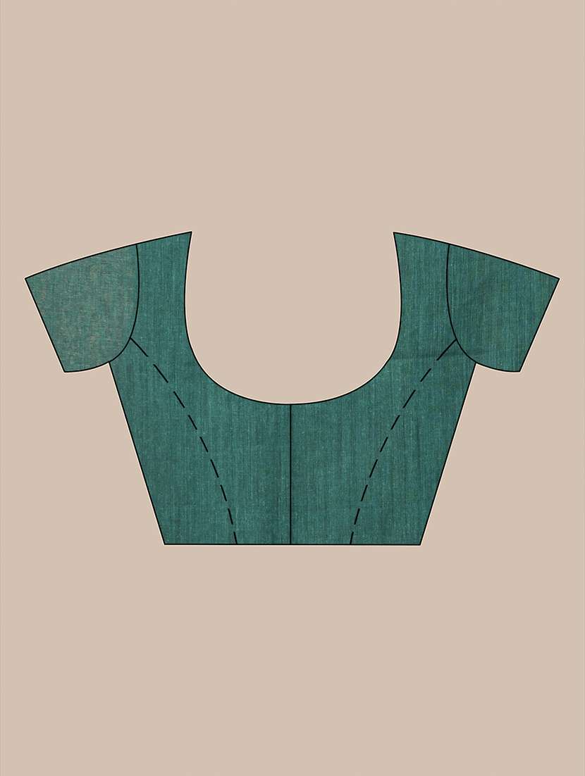 women teal handloom saree with blouse - 21986992 -  Standard Image - 5