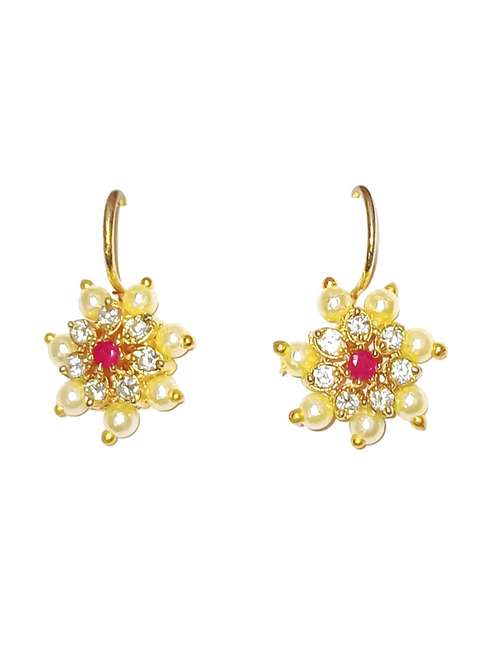 women stone studded flower shape earrings - 21987033 -  Standard Image - 0