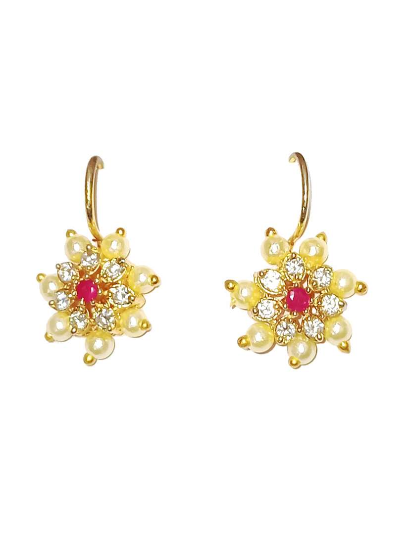women stone studded flower shape earrings - 21987033 -  Zoom Image - 0