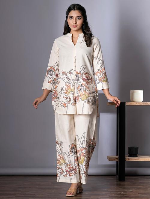 women floral three quarter sleeve ethnic co-ord set - 21987045 - Standard Image - 0