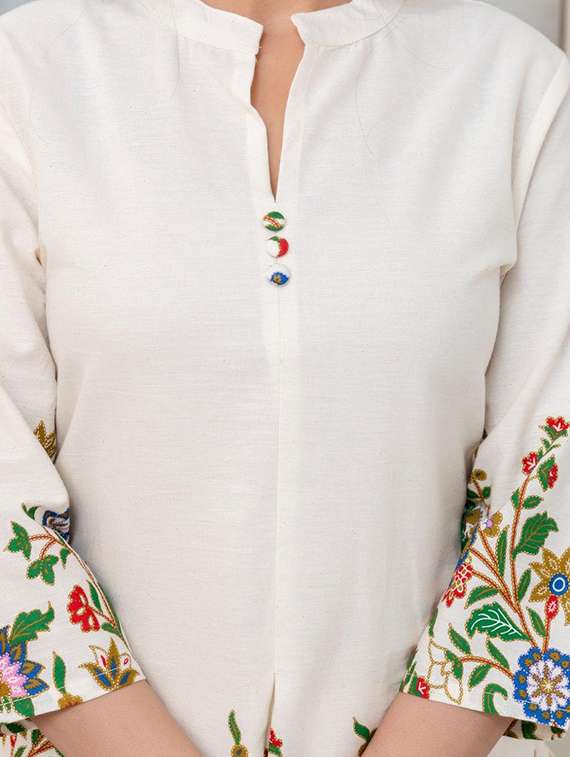 Women Floral Three Quarter Sleeve Ethnic Co Ord Set