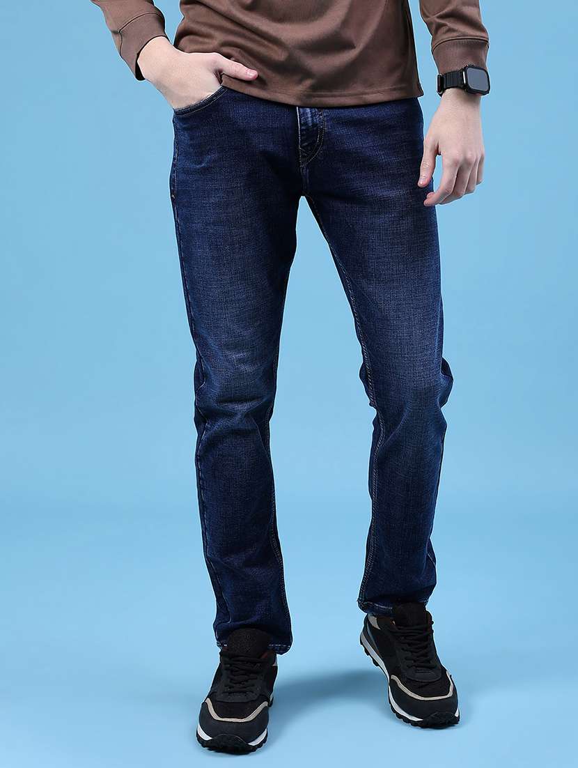 men solid mid rise slim fit jean