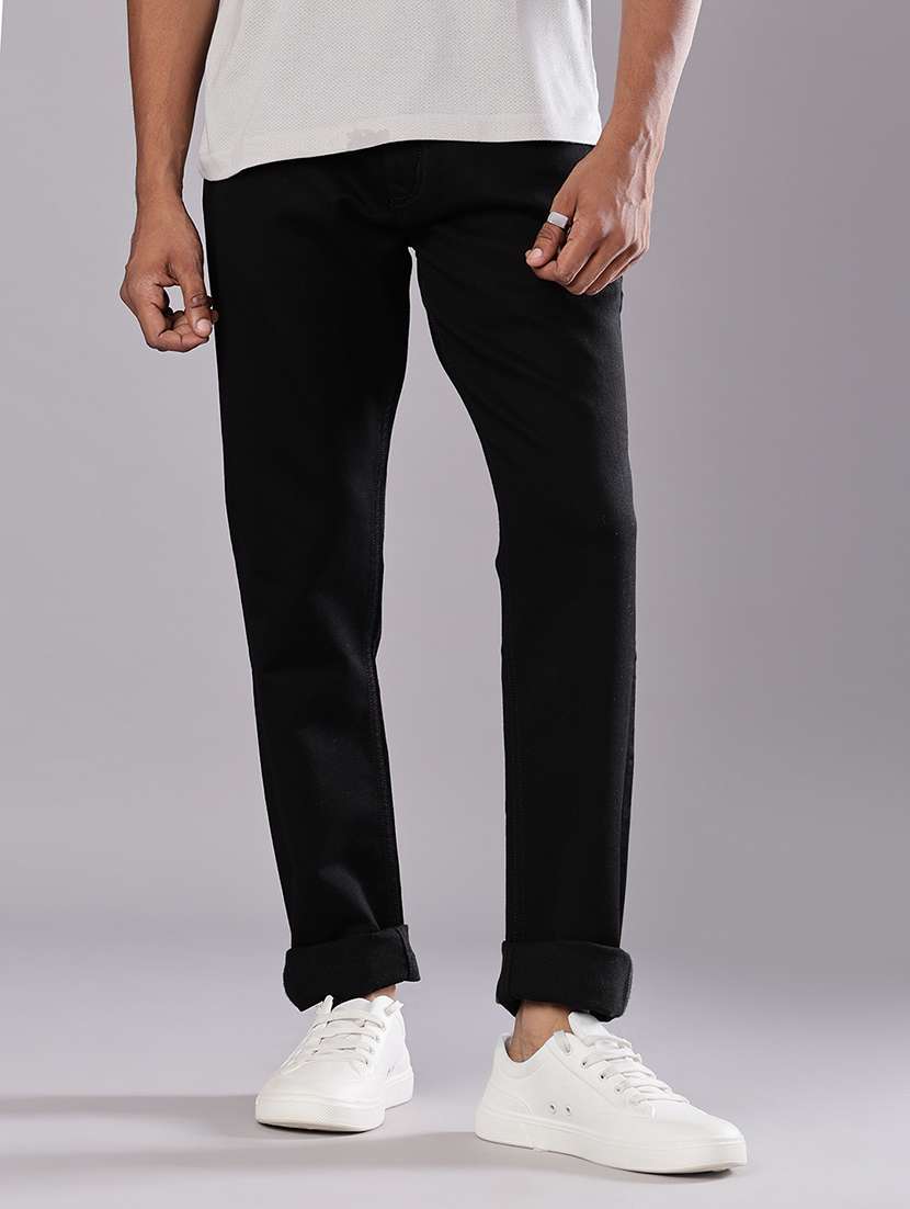 men solid mid rise slim fit jean