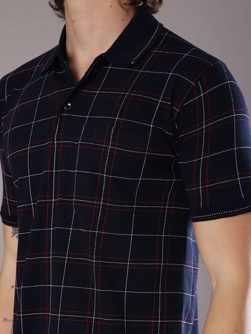 men checkered short sleeve regular fit polo t-shirt - 21987125 -  Standard Image - 3