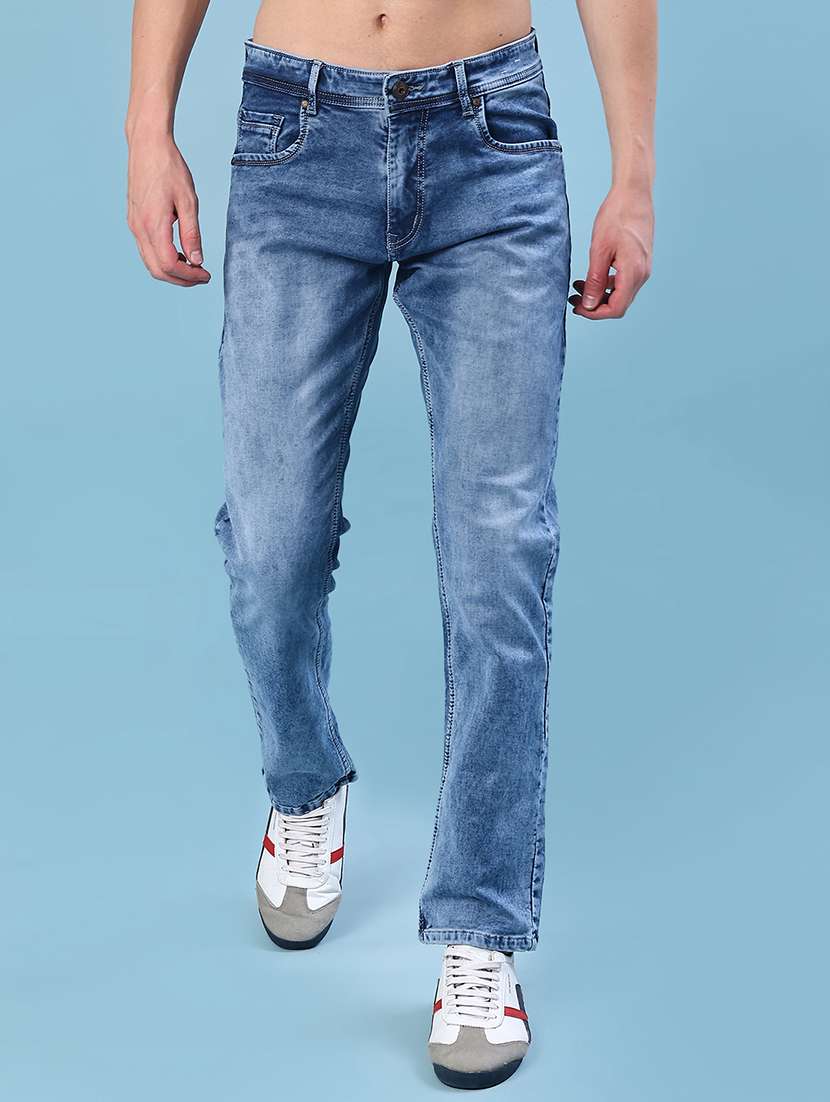 men solid mid rise slim fit jean